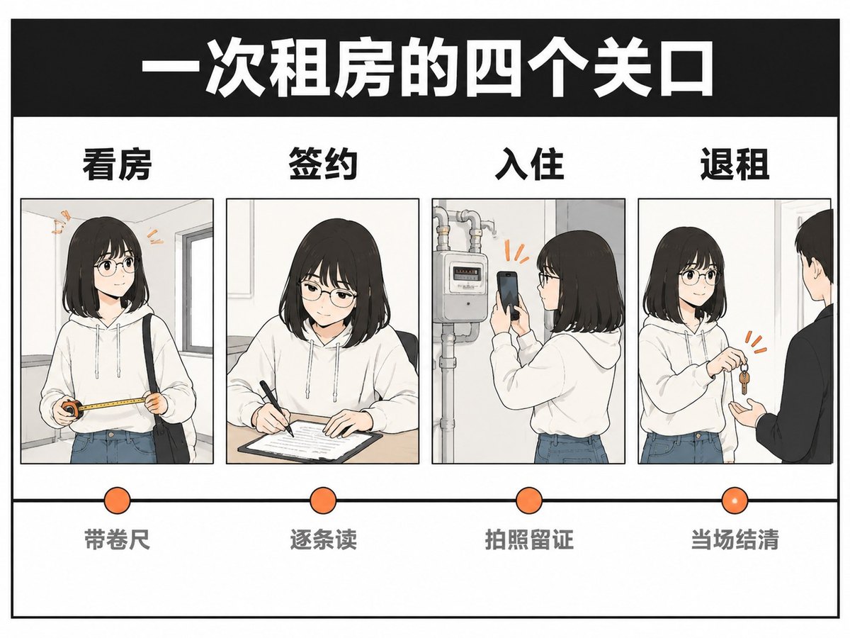 知识漫画 · 时间线页(四个节点) - AI 生成效果图
