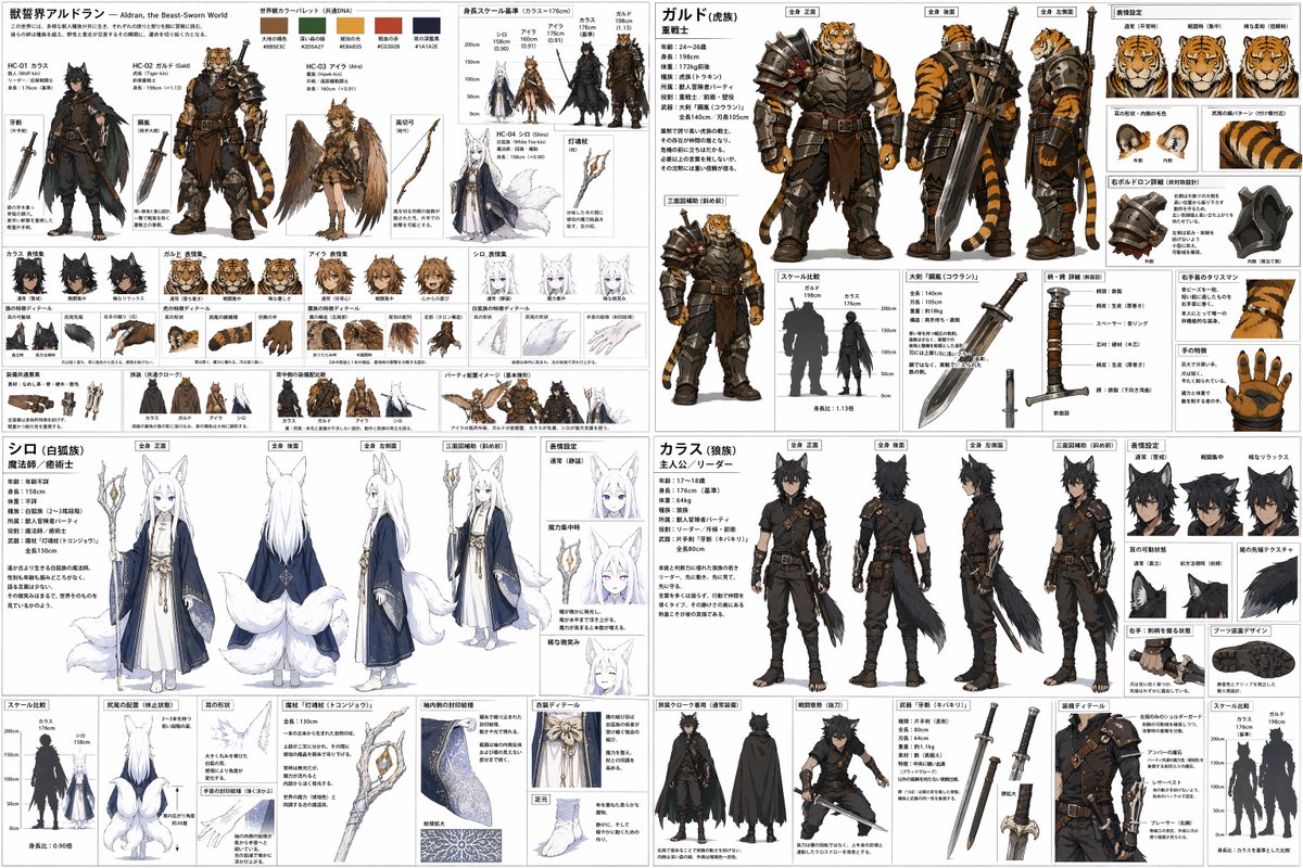 四象限 RPG 角色设计表 - AI 生成效果图