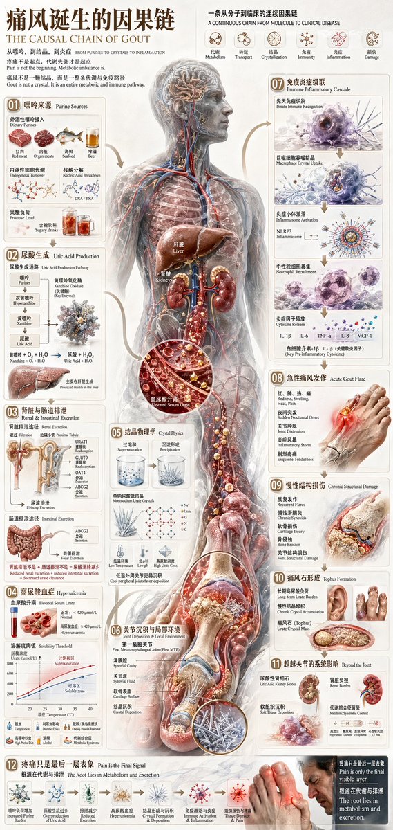 Medical Infographic of Gout Pathology - AI 生成效果图