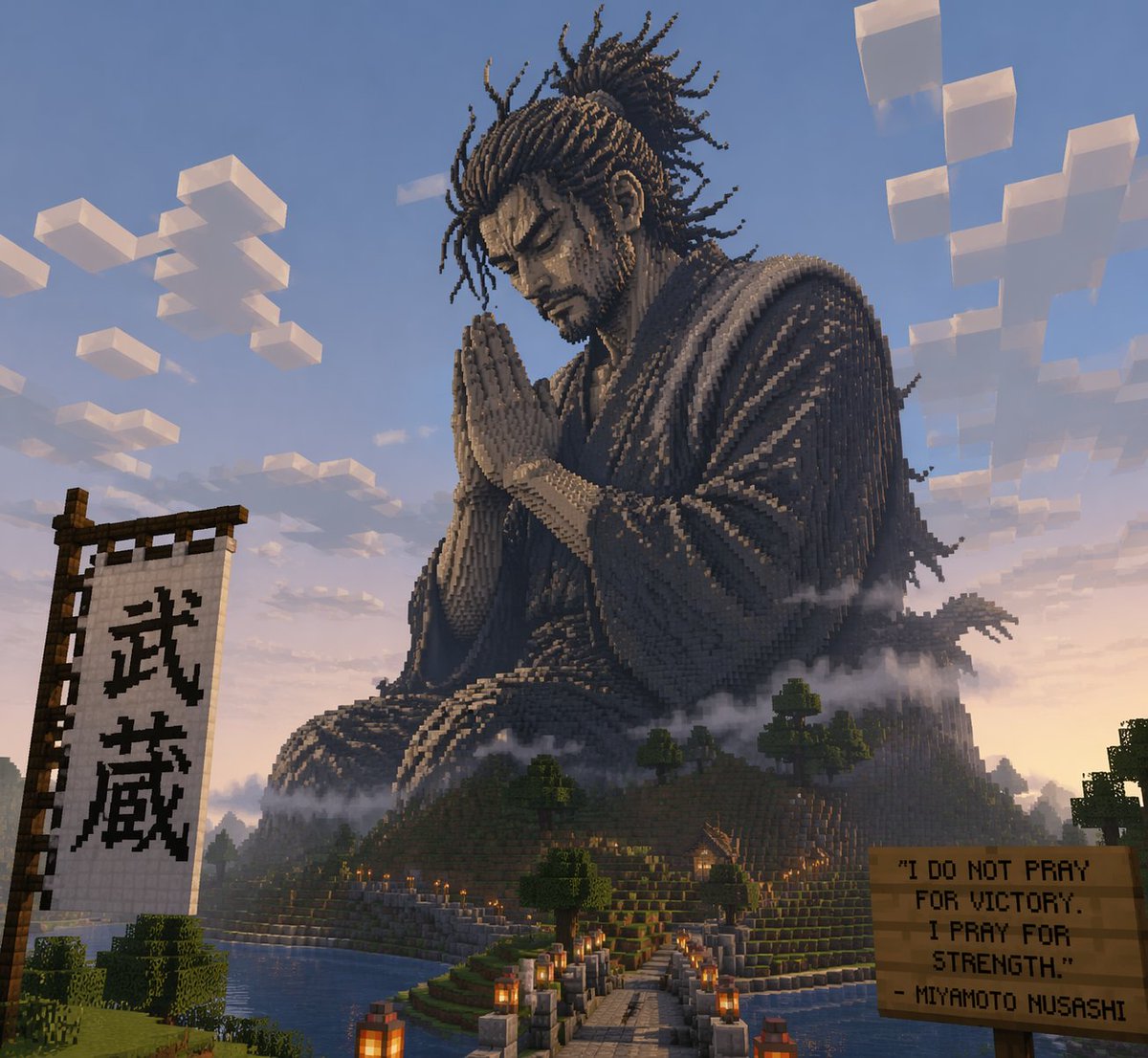 Minecraft Statue of Musashi - AI 生成效果图