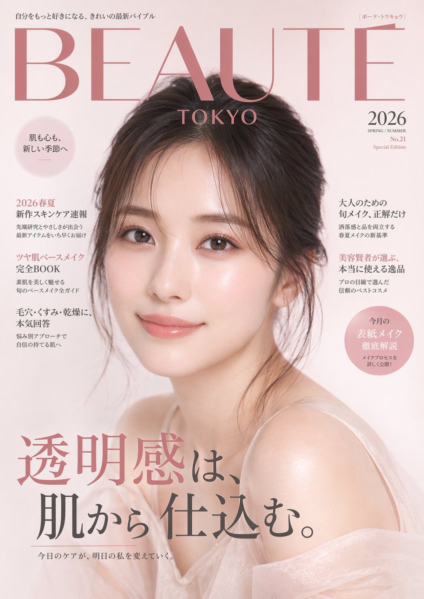 日系美妆杂志封面 - AI 生成效果图
