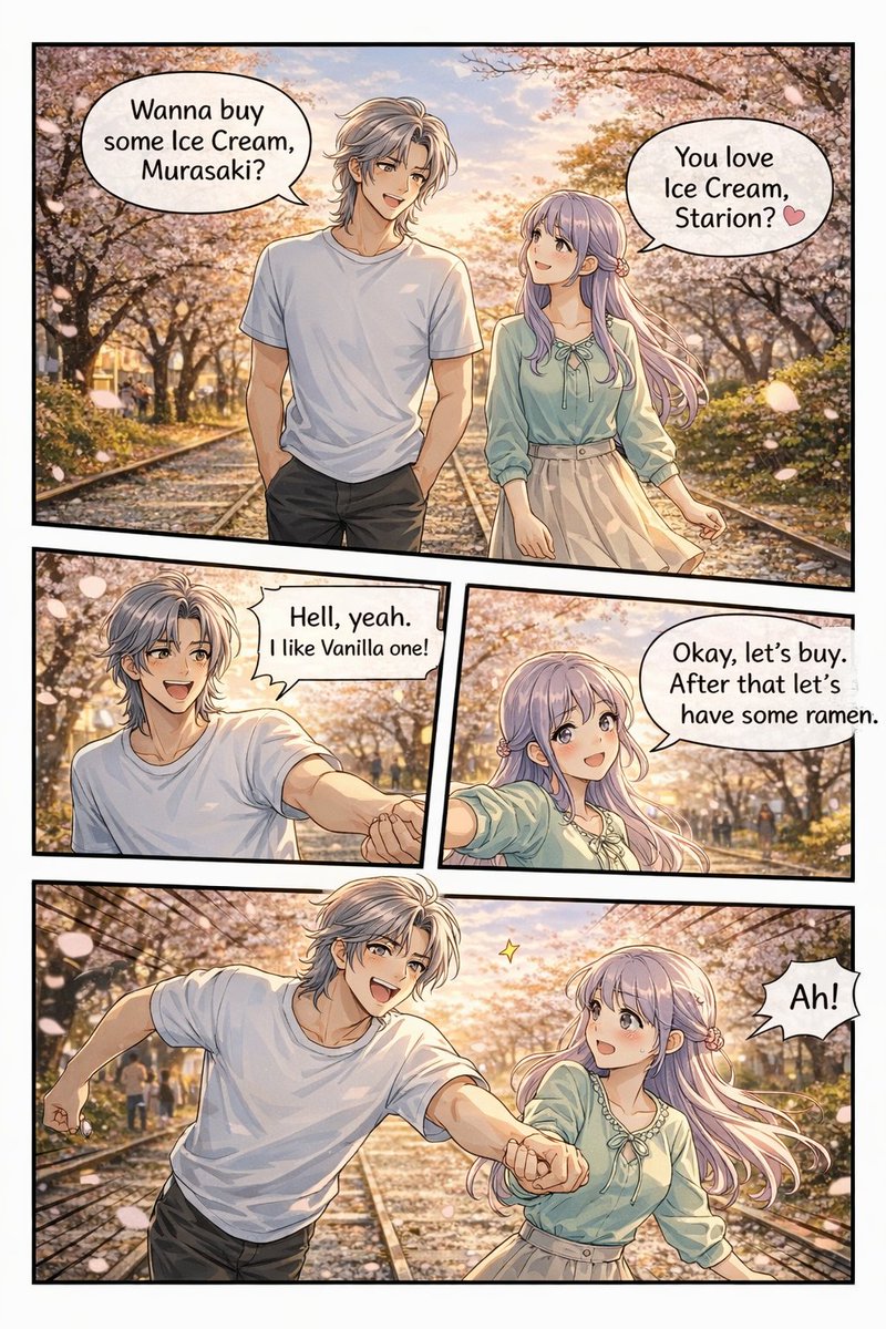 四格动漫浪漫漫画 - AI 生成效果图