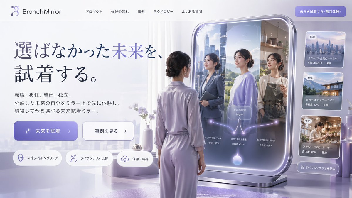 Futuristic Smart Mirror Website Mockup - AI 生成效果图