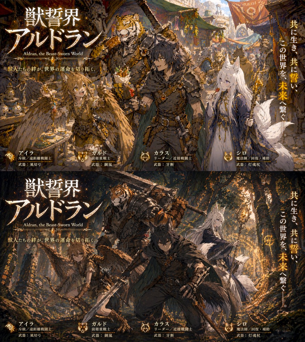 双联画幅 RPG 概念艺术 - AI 生成效果图