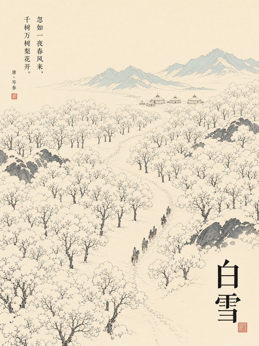 古诗海报 · 白雪歌 - AI 生成效果图