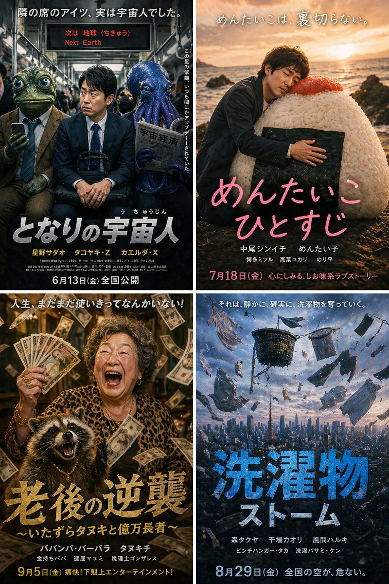 4-Panel Parody Movie Poster Grid - AI 生成效果图