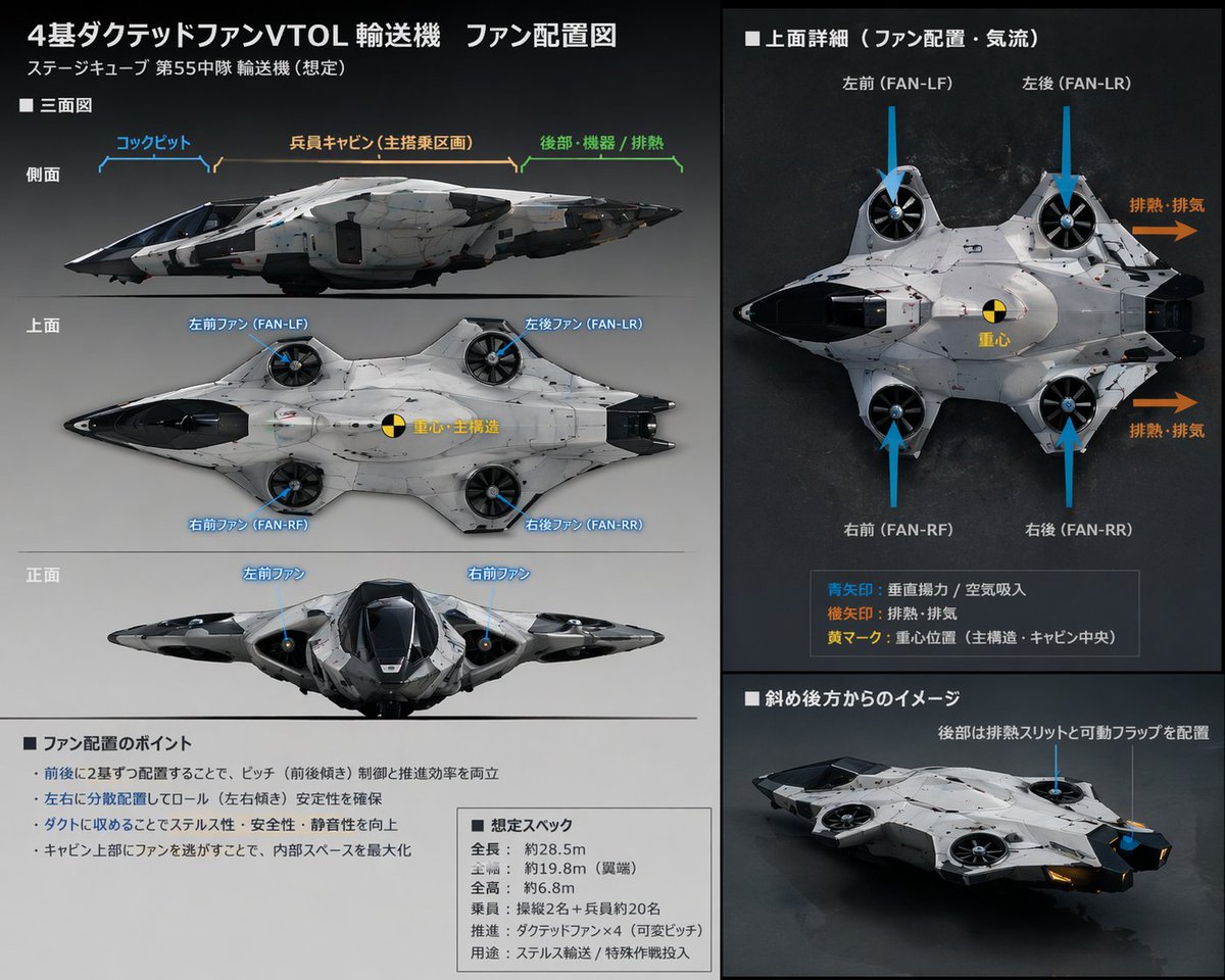 科幻 VTOL 飞行器技术规格表 - AI 生成效果图