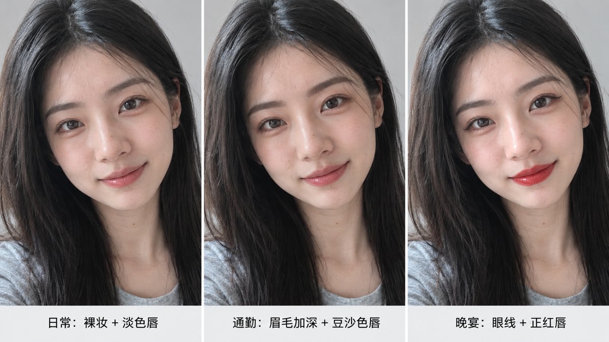 形象报告 · 妆容建议三联(不同场合怎么化) - AI 生成效果图