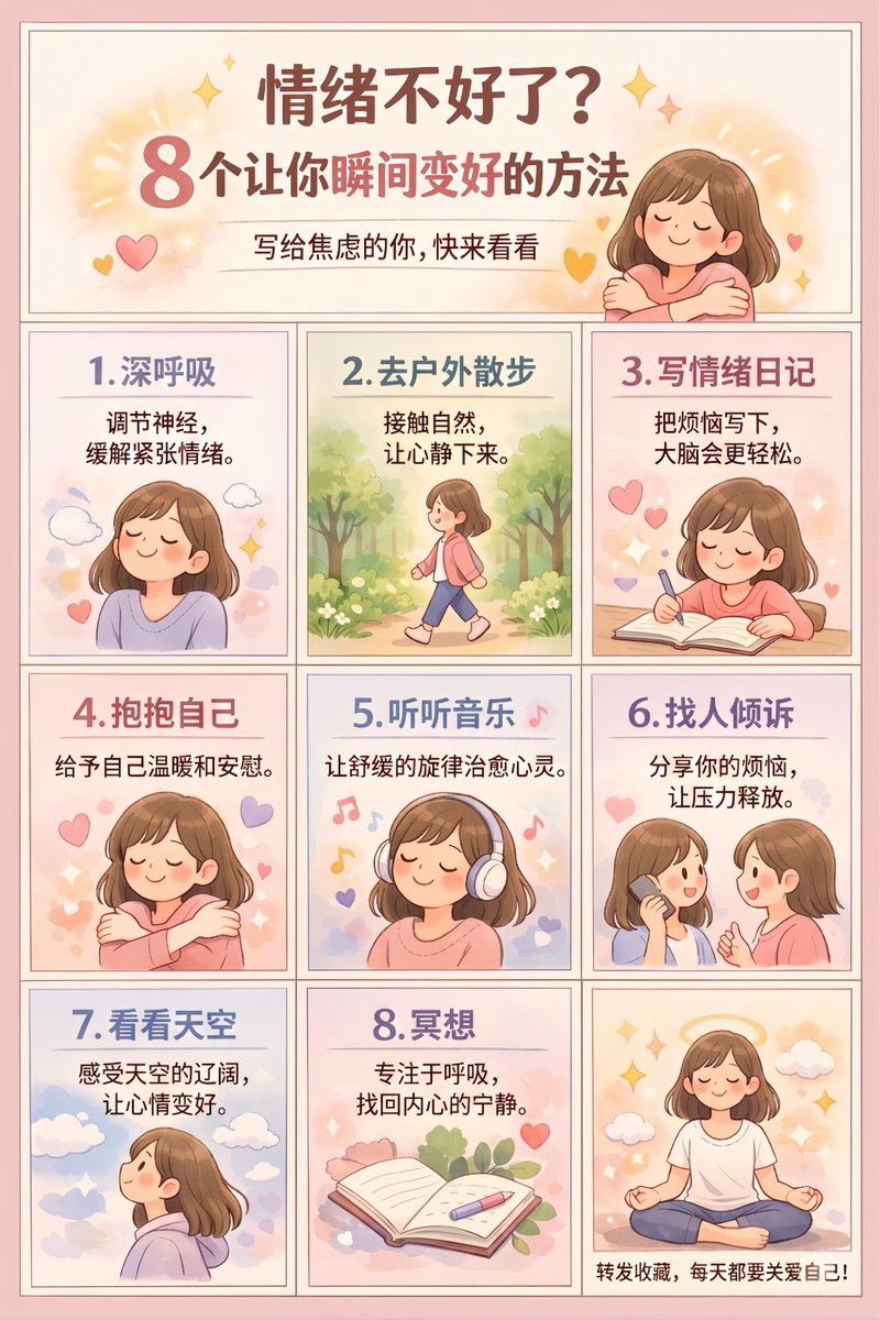 9-Panel Self-Care Infographic Grid - AI 生成效果图