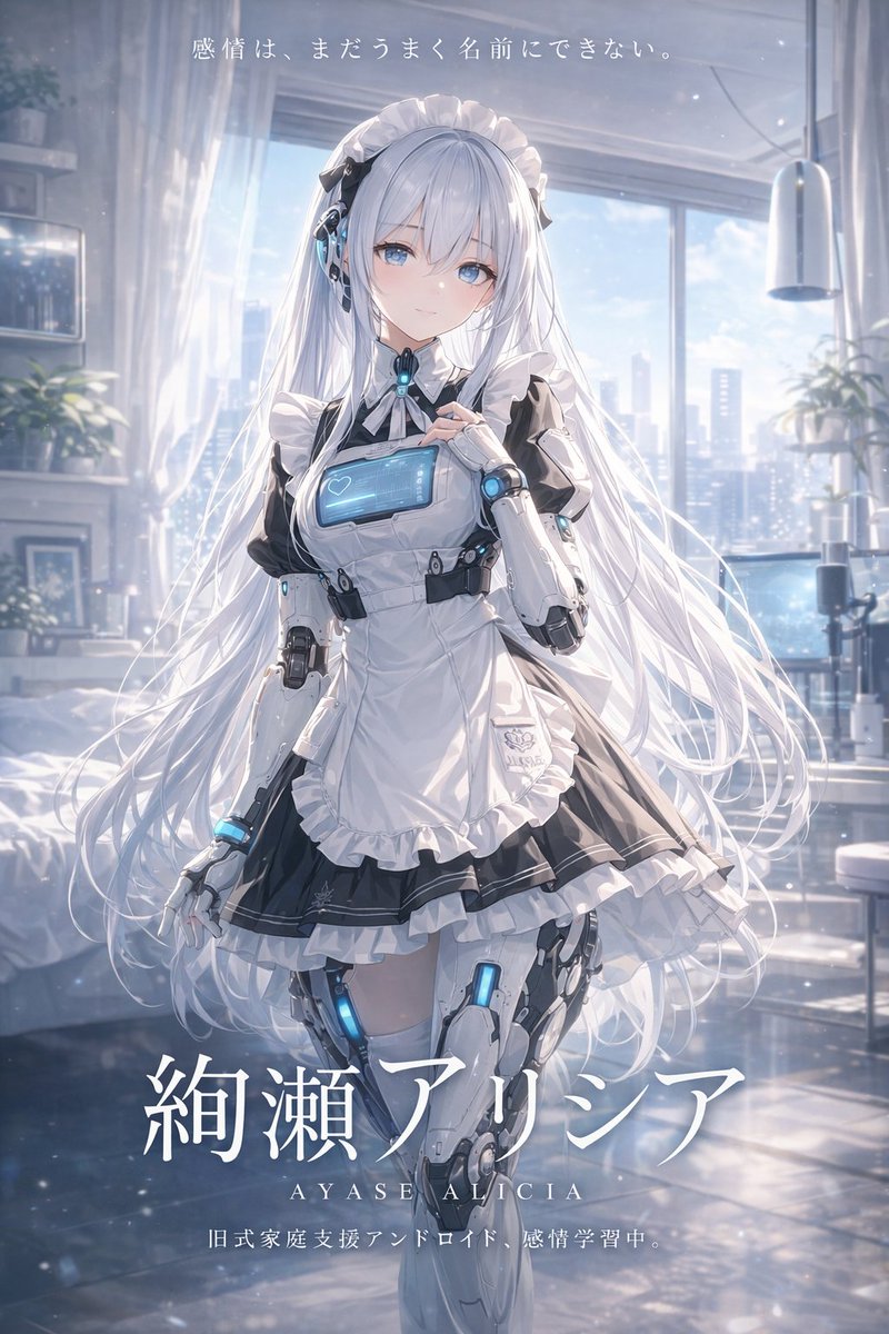 科幻仿生女仆轻小说封面 - AI 生成效果图