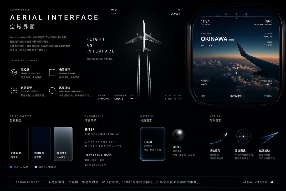 航空主题 UI 设计系统项目 - AI 生成效果图