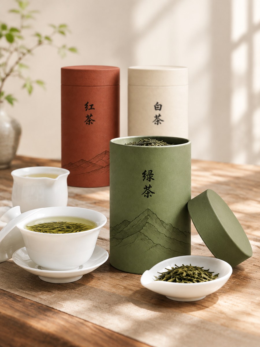 茶叶包装 · 茶桌场景 - AI 生成效果图