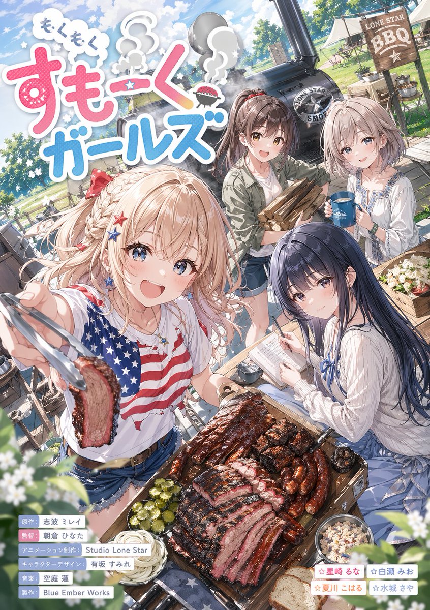 Anime BBQ Girls Key Visual - AI 生成效果图