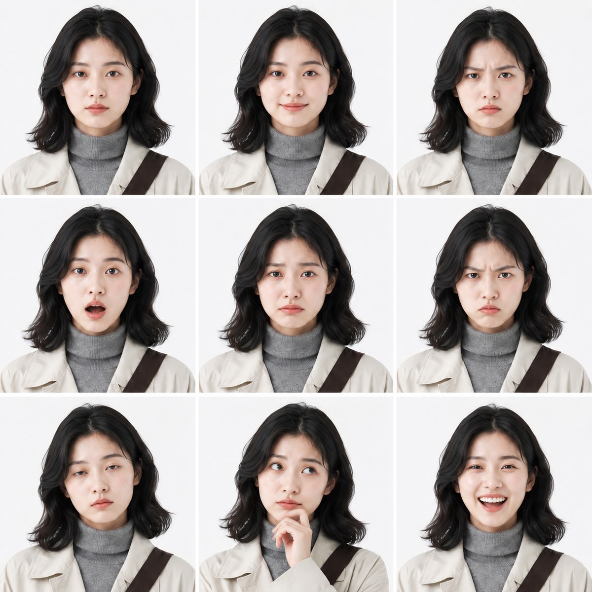 角色设定图|表情集(EXPRESSIONS) - AI 生成效果图