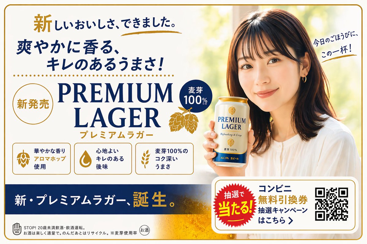 日式啤酒广告横幅 - AI 生成效果图