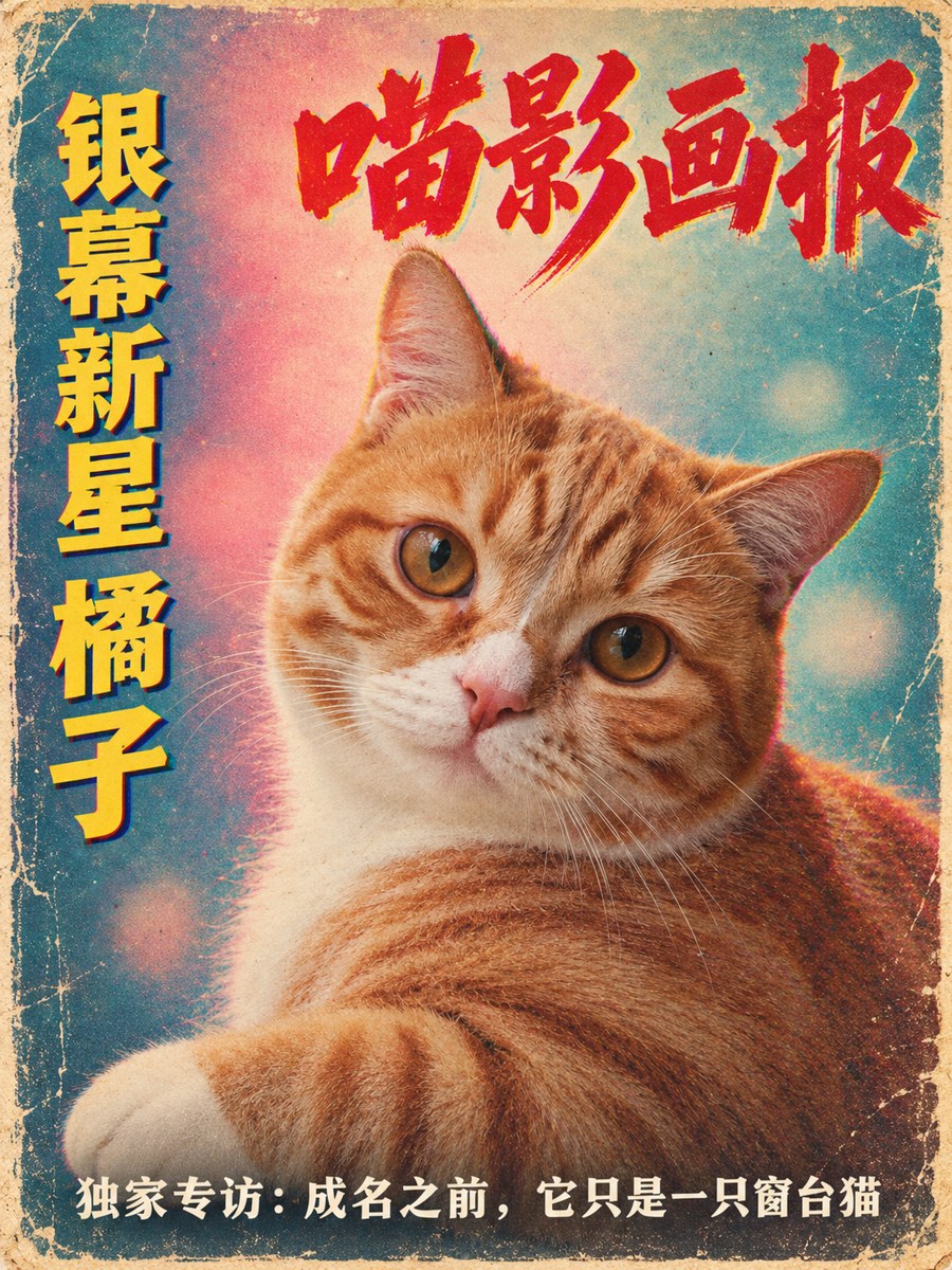 宠物封面 · 复古画报 - AI 生成效果图