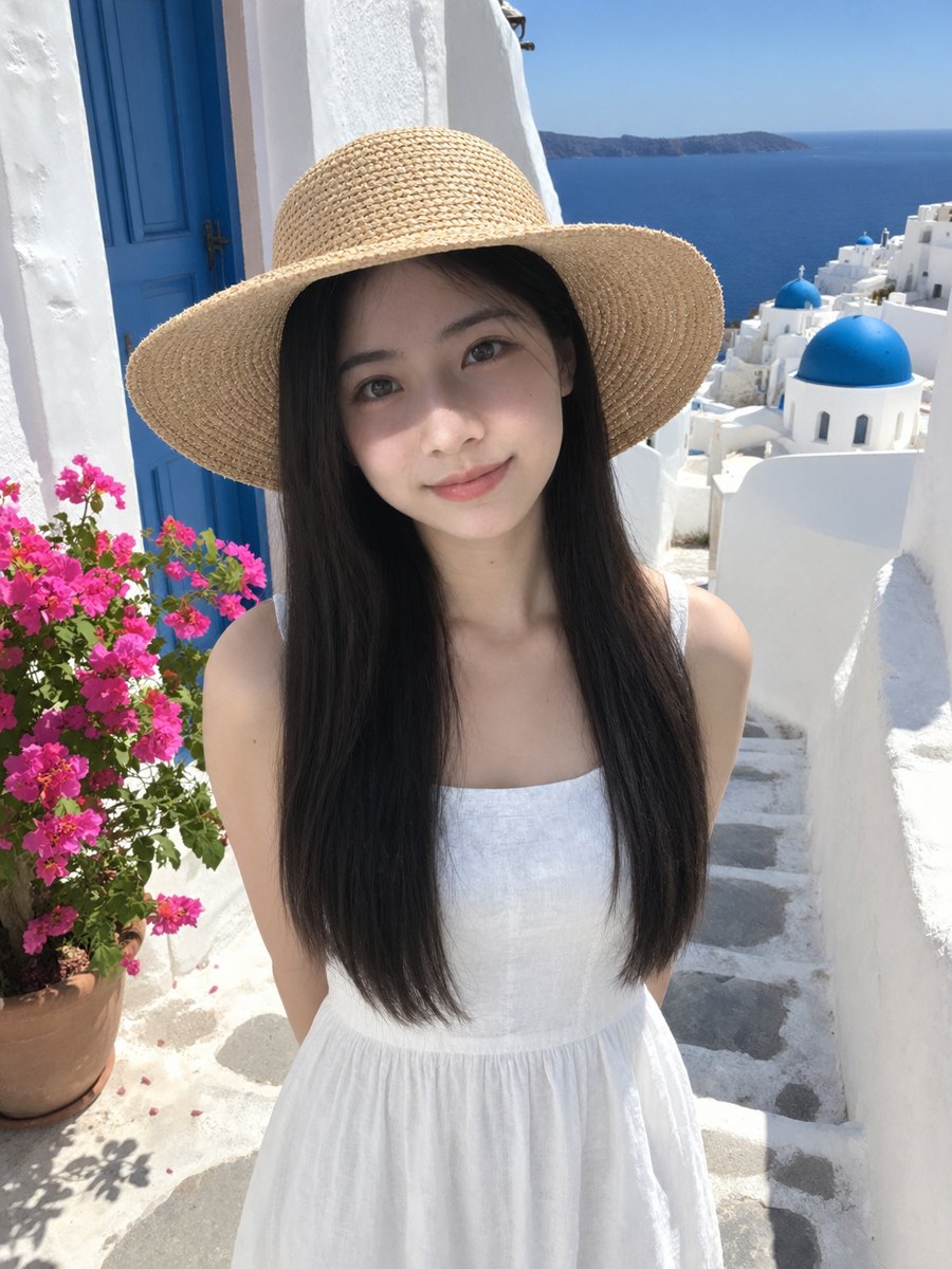赛博旅游 · 圣托里尼 - AI 生成效果图