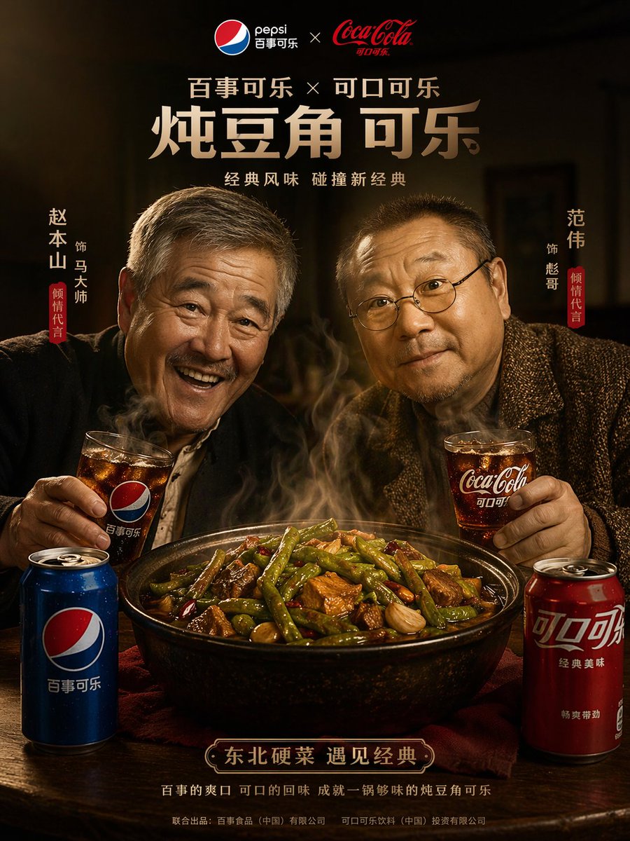 电影感餐饮联名海报 - AI 生成效果图