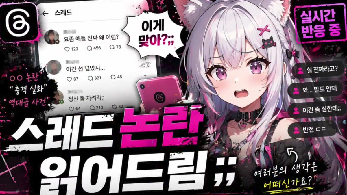 动漫 VTuber 反应视频缩略图 - AI 生成效果图