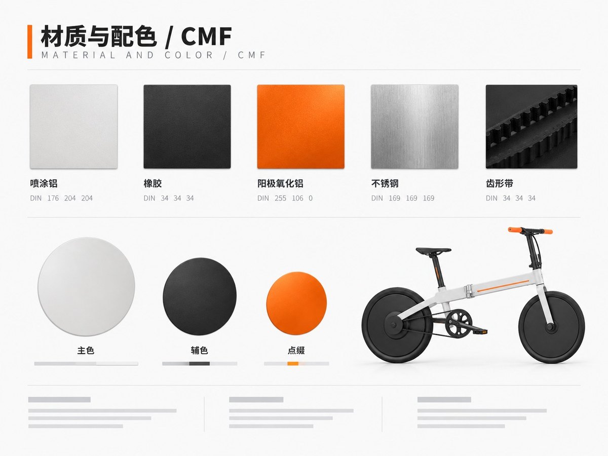 设计展板 · CMF 材质配色板 - AI 生成效果图