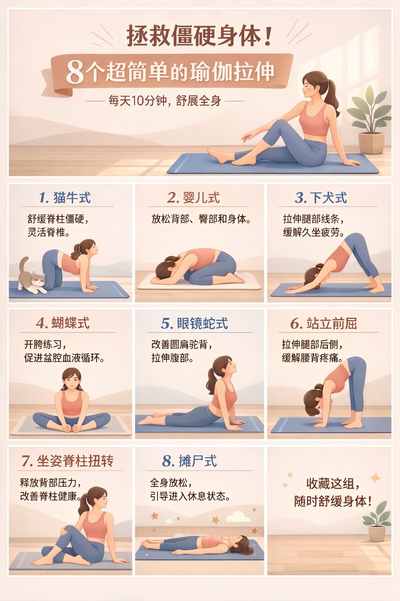 9-Panel Yoga Infographic Poster - AI 生成效果图