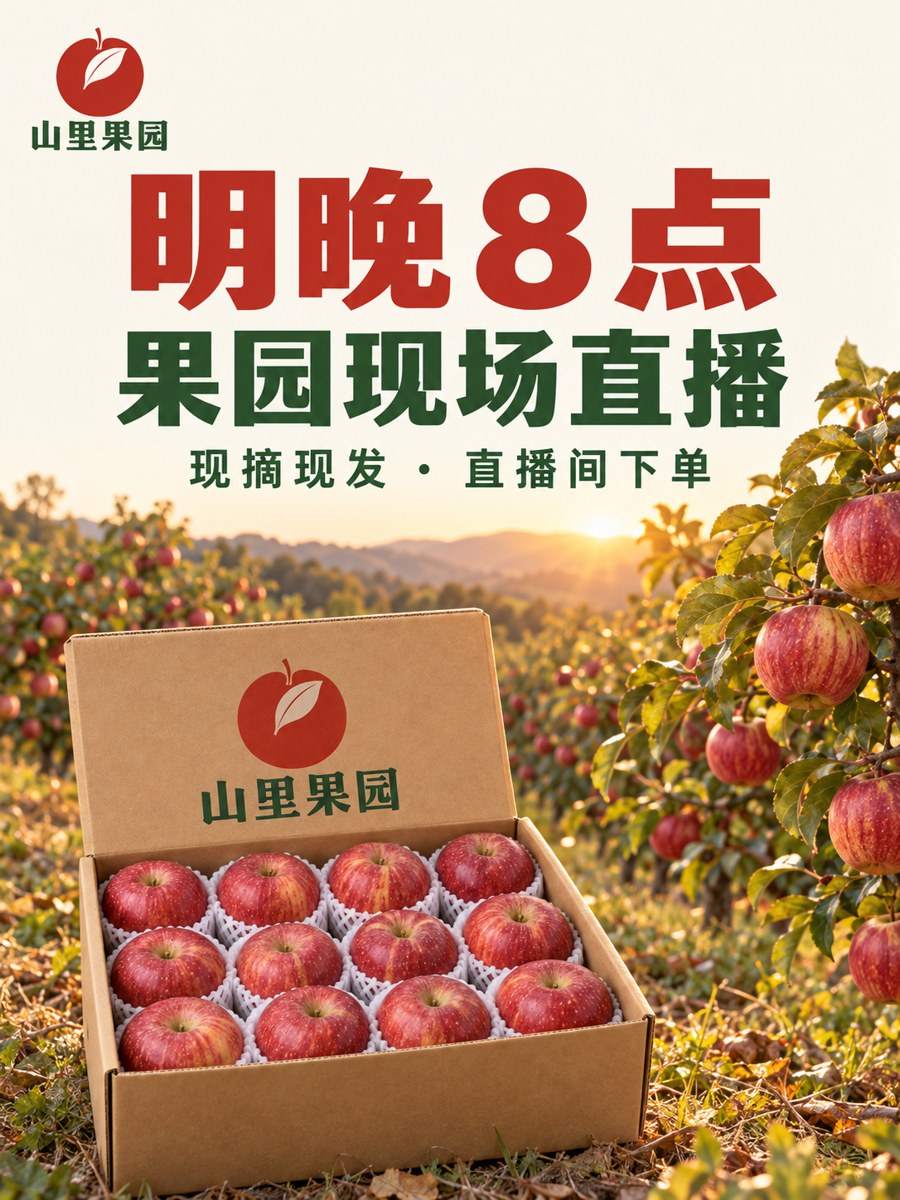产地直播 · 开播预告 - AI 生成效果图