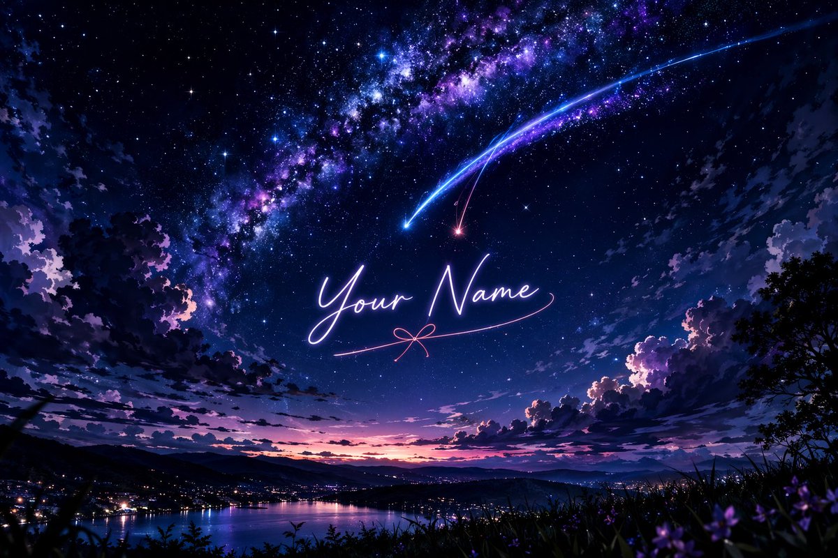 动漫风格星空与自定义文字 - AI 生成效果图