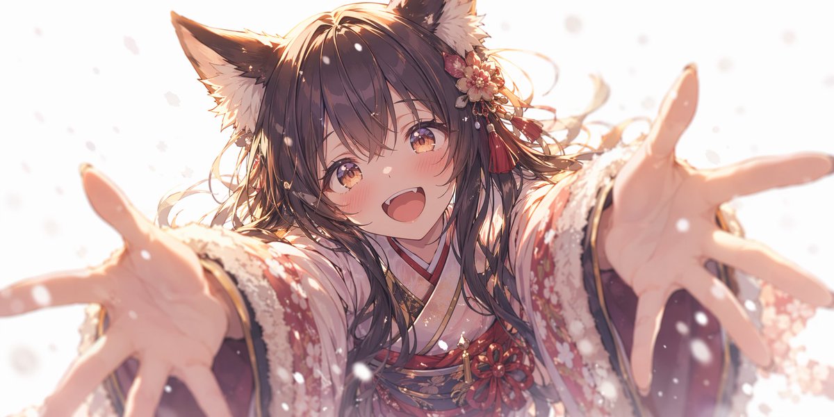动漫风狐狸少女求抱抱 - AI 生成效果图