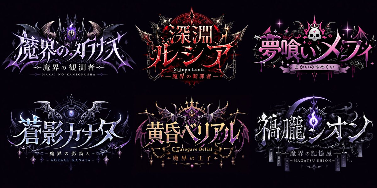 哥特风 VTuber Logo 网格 - AI 生成效果图
