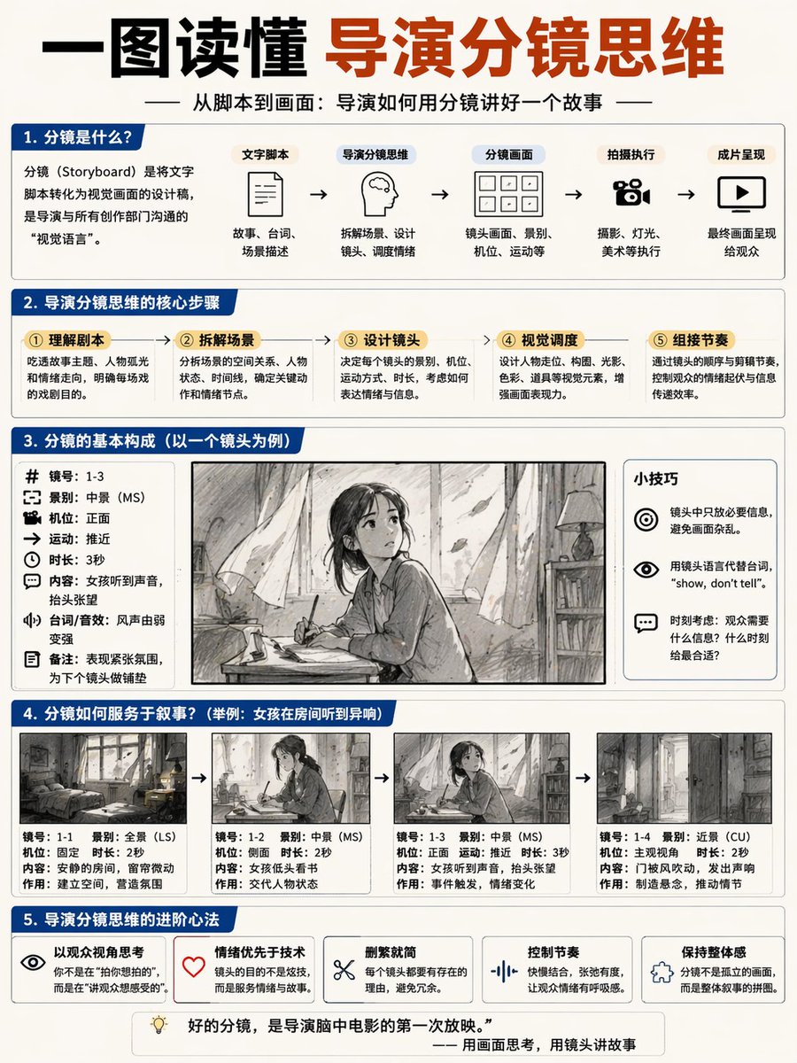 导演分镜思维信息图 - AI 生成效果图