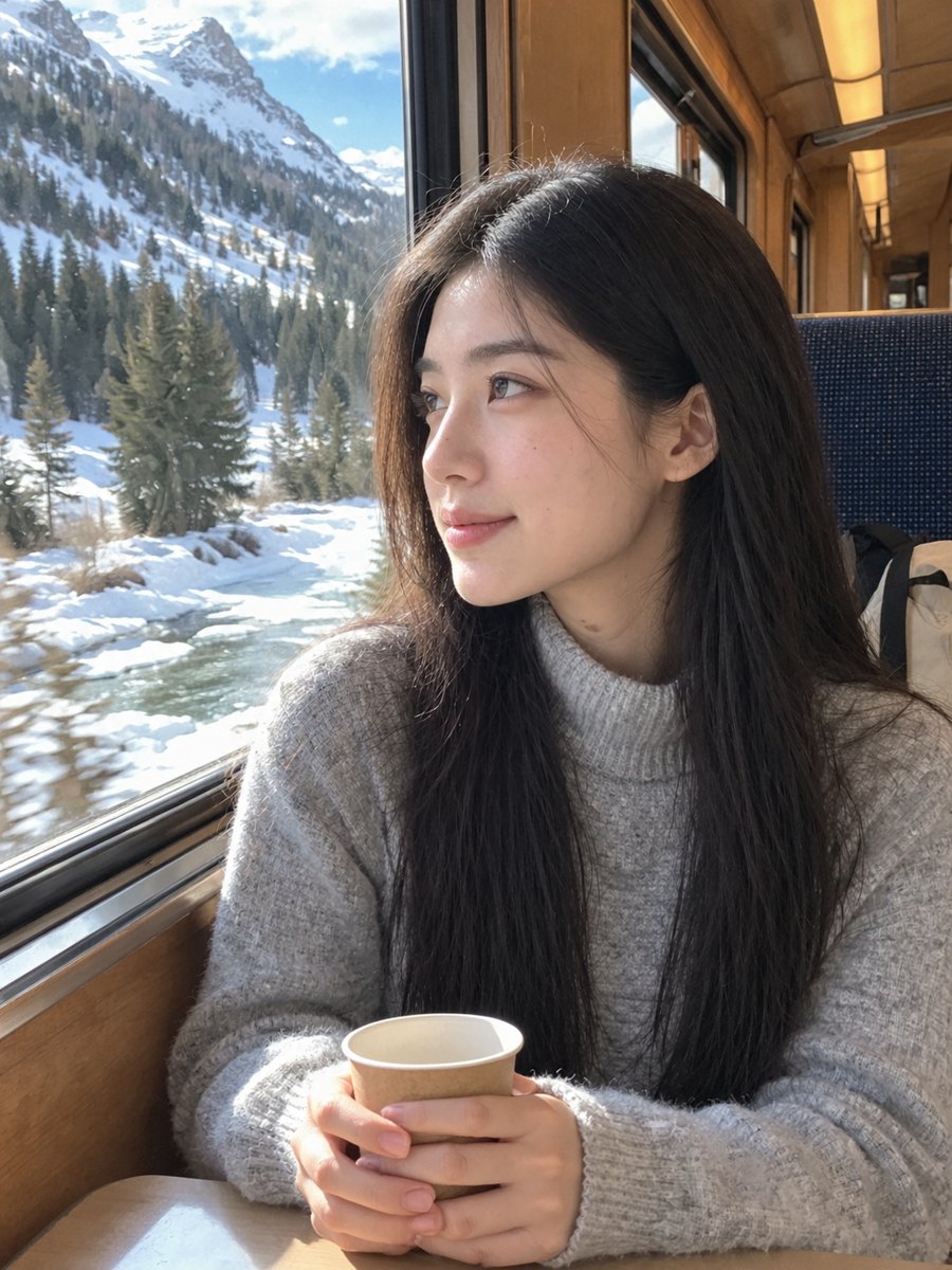 赛博旅游 · 雪山小火车 - AI 生成效果图